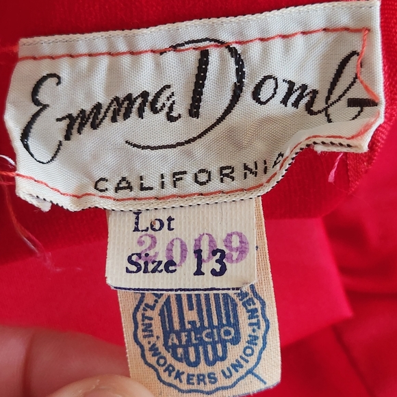 Vintage, 1960s Emma Domb Floor Length Sheath Formal Dress in Red with Ri… - Picture 12 of 12